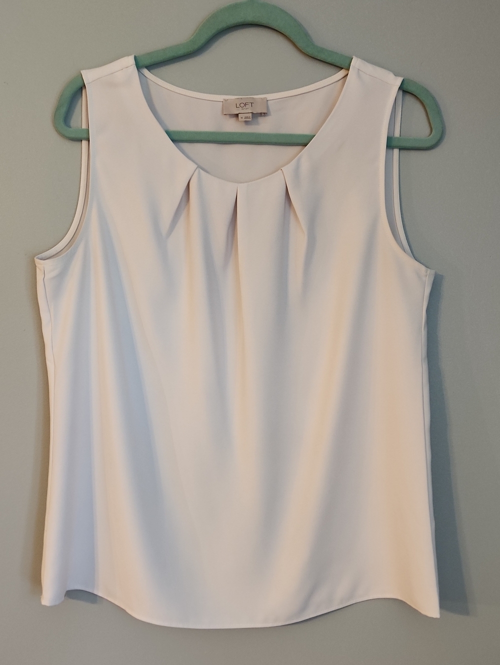 LOFT Cream Sleeveless Pleated Neck Camisole
